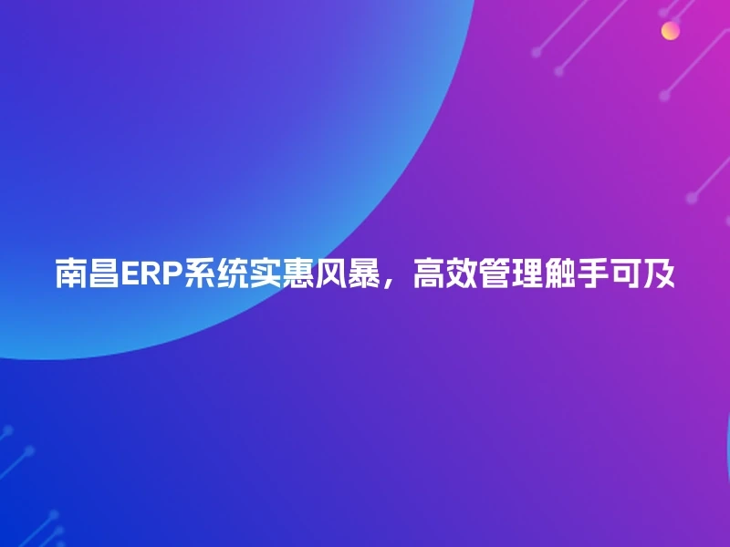 南昌ERP系统实惠风暴，高效管理触手可及