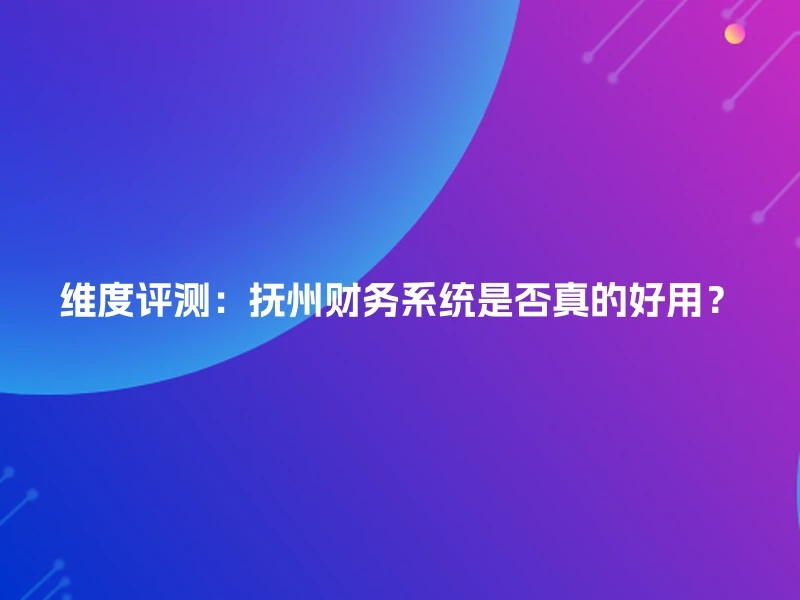维度评测：抚州财务系统是否真的好用？