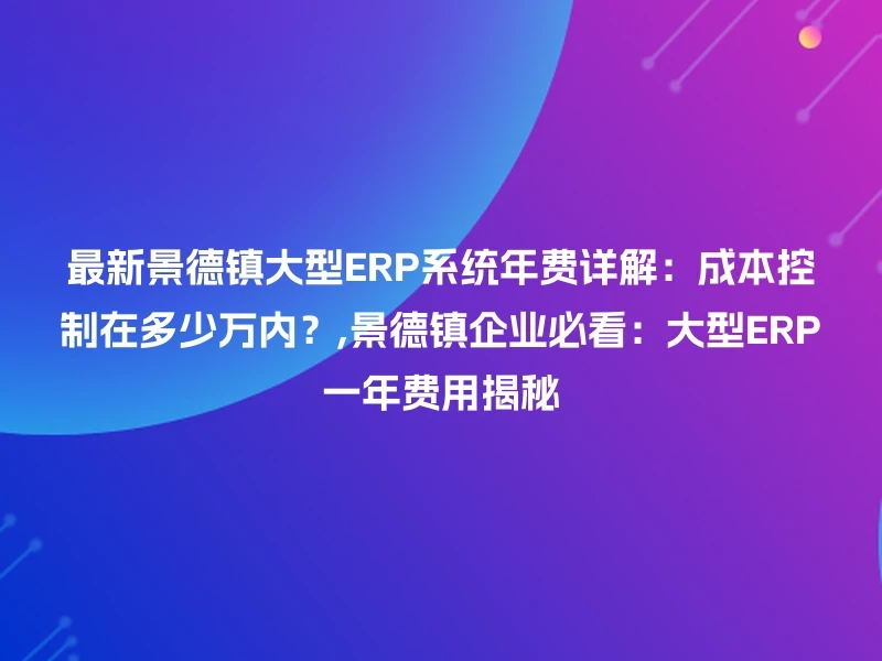 最新景德镇大型ERP系统年费详解：成本控制在多少万内？,景德镇企业必看：大型ERP一年费用揭秘