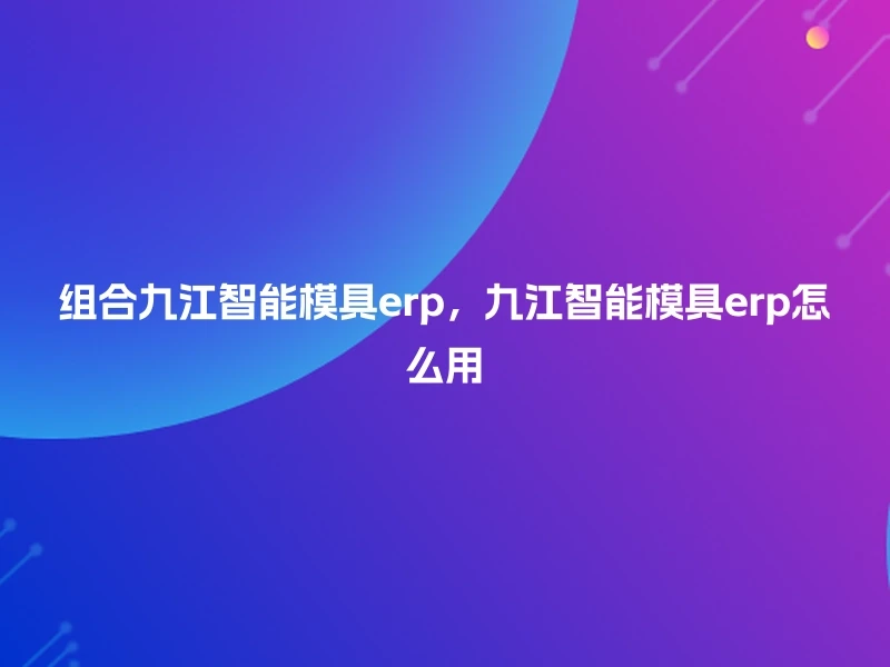 组合九江智能模具erp，九江智能模具erp怎么用