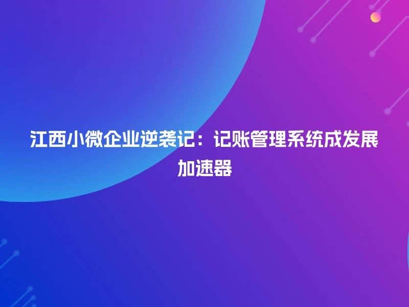 江西小微企业逆袭记:记账管理系统成发展加速器