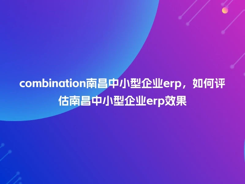 combination南昌中小型企业erp,如何评估南昌中小型企业erp效果