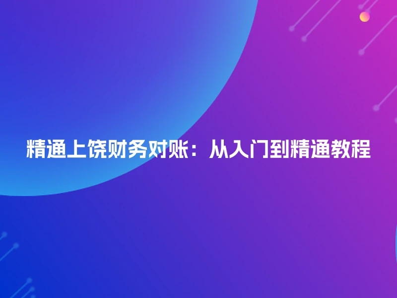 精通上饶财务对账：从入门到精通教程