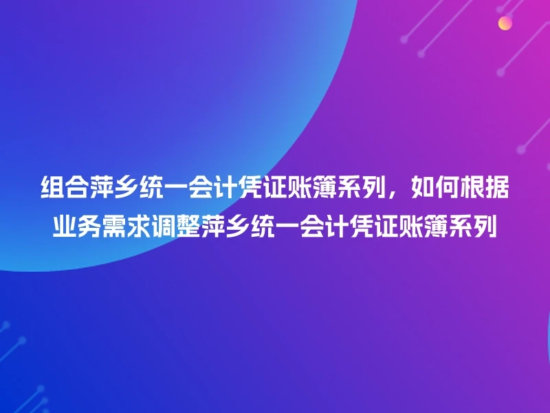 组合萍乡统一会计凭证账簿系列，如何根据业务需求调整萍乡统一会计凭证账簿系列