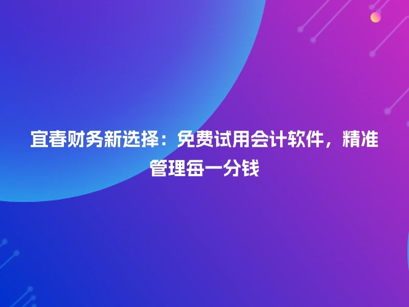 宜春财务新选择:免费试用会计软件,精准管理每一分钱