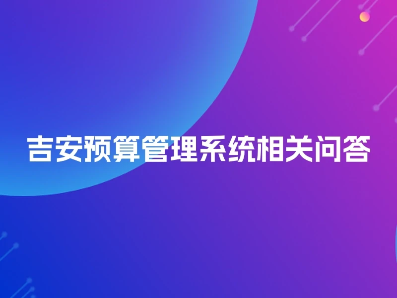 吉安预算管理系统相关问答