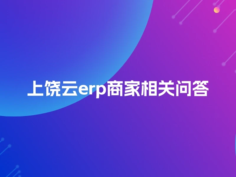上饶云erp商家相关问答