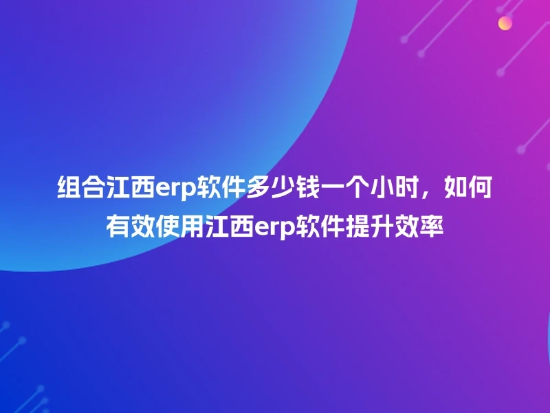 组合江西erp软件多少钱一个小时，如何有效使用江西erp软件提升效率