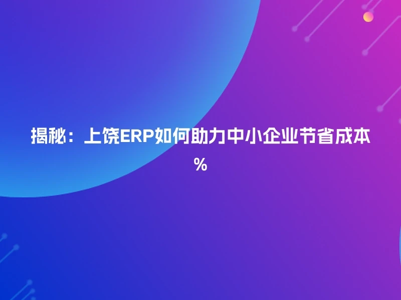 揭秘：上饶ERP如何助力中小企业节省成本%