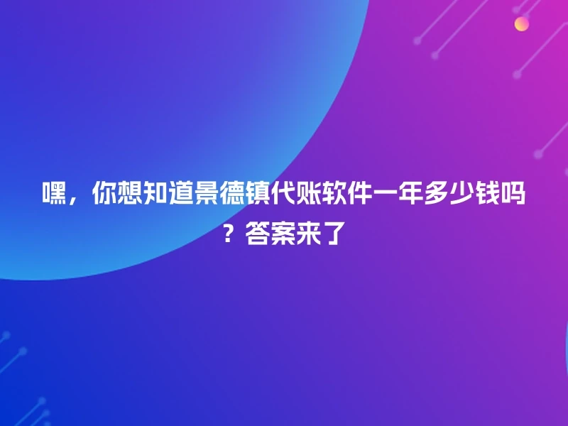 嘿，你想知道景德镇代账软件一年多少钱吗？答案来了