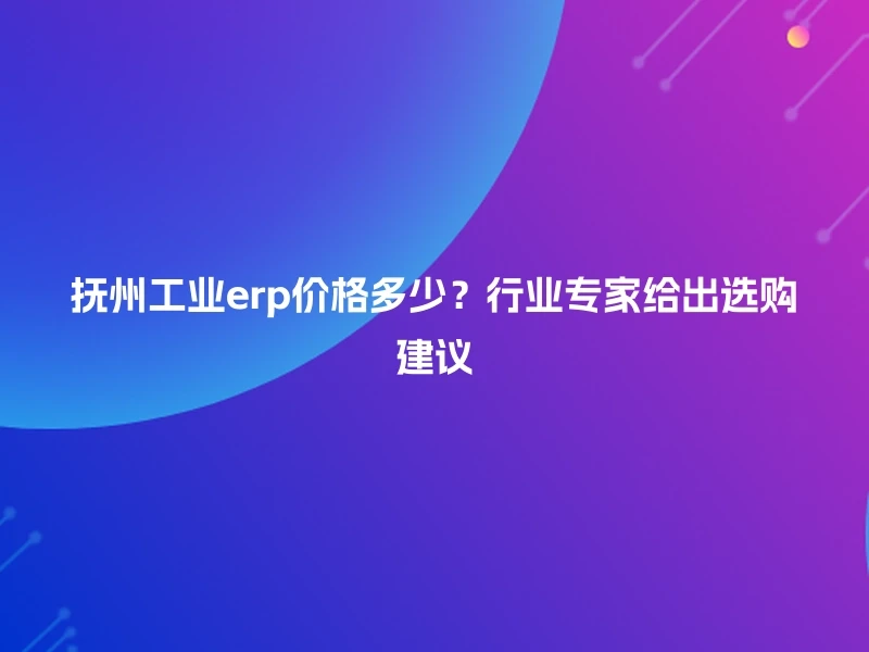 抚州工业erp价格多少？行业专家给出选购建议
