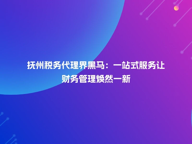 抚州税务代理界黑马：一站式服务让财务管理焕然一新