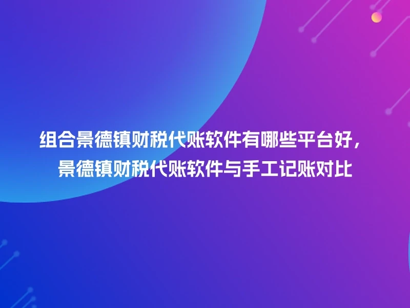 组合景德镇财税代账软件有哪些平台好，景德镇财税代账软件与手工记账对比