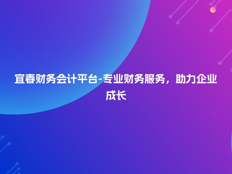 宜春财务会计平台-专业财务服务，助力企业成长