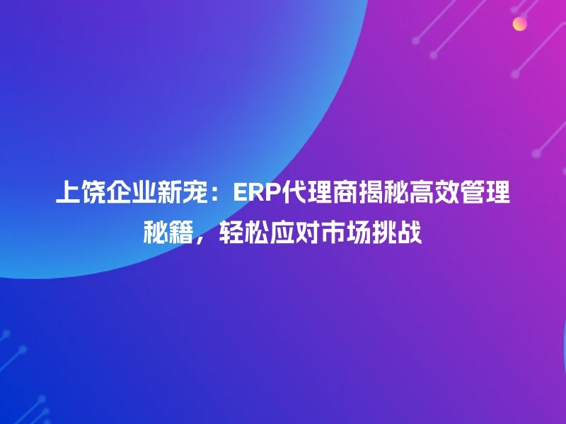 上饶企业新宠：ERP代理商揭秘高效管理秘籍，轻松应对市场挑战