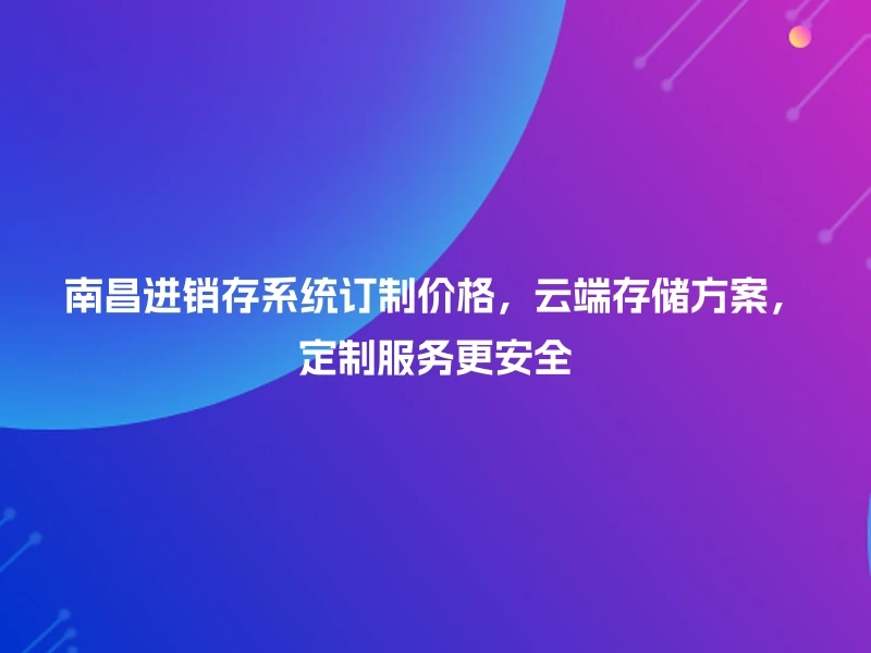 南昌进销存系统订制价格，云端存储方案，定制服务更安全