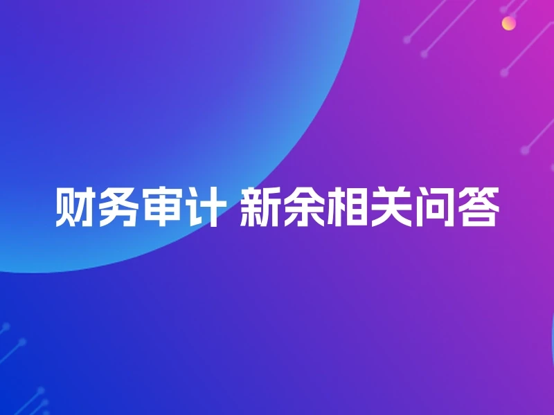 财务审计 新余相关问答