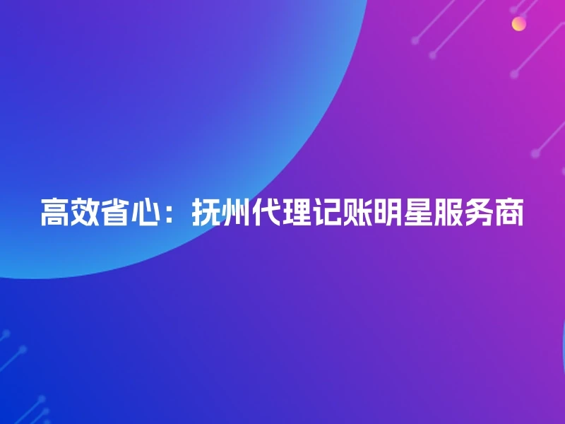 高效省心：抚州代理记账明星服务商