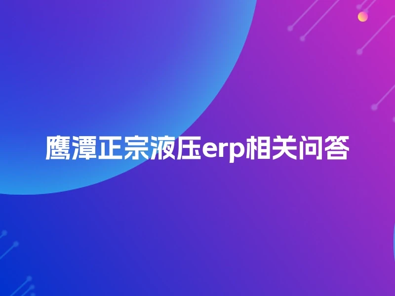 鹰潭正宗液压erp相关问答