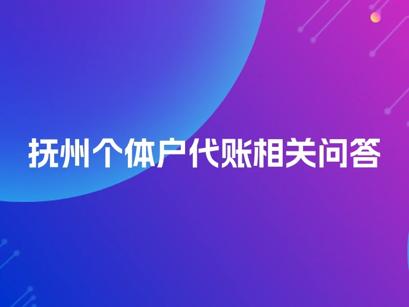 抚州个体户代账相关问答