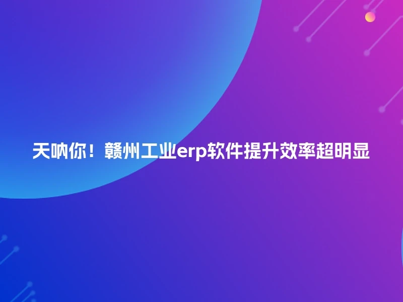 天呐你!赣州工业erp软件提升效率超明显