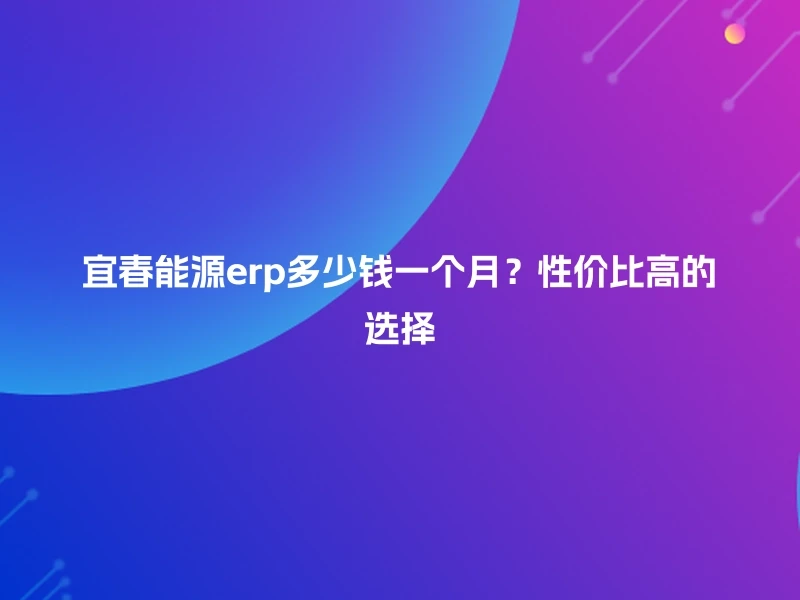 宜春能源erp多少钱一个月？性价比高的选择
