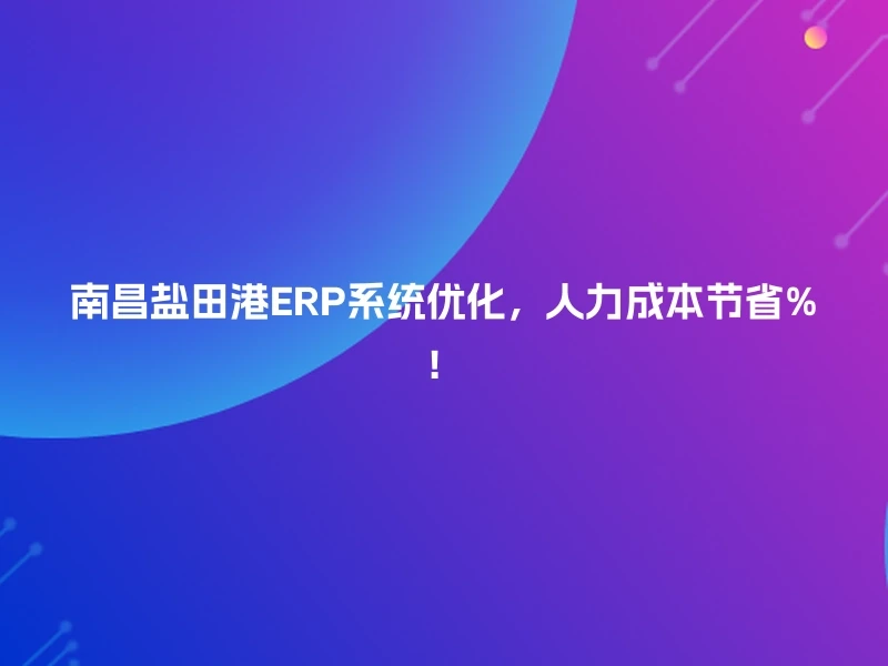 南昌盐田港ERP系统优化,人力成本节省%!