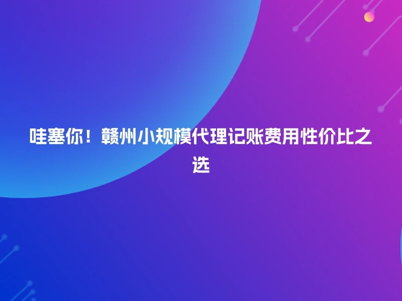哇塞你！赣州小规模代理记账费用性价比之选