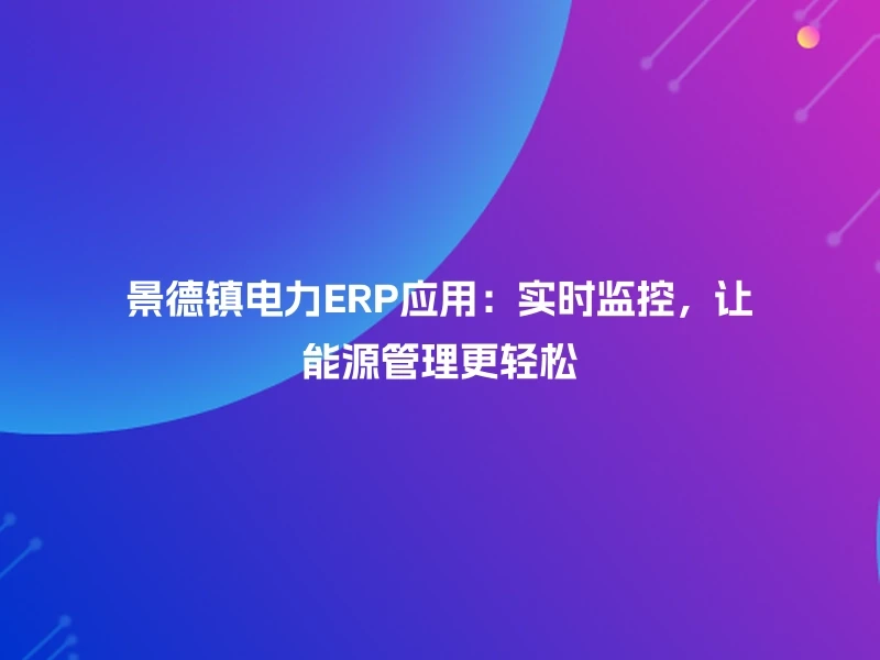 景德镇电力ERP应用：实时监控，让能源管理更轻松